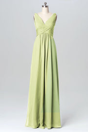 Chiffon Column V-Neck Sleeveless Bridesmaid Dress-B03086