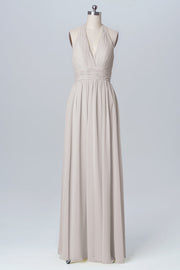 Chiffon Column Halter Sleeveless Bridesmaid Dress-B03091
