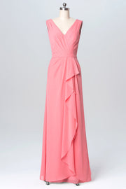 Chiffon V-Neck Sleeveless Bridesmaid Dress| Plus Size | 60+ Colors