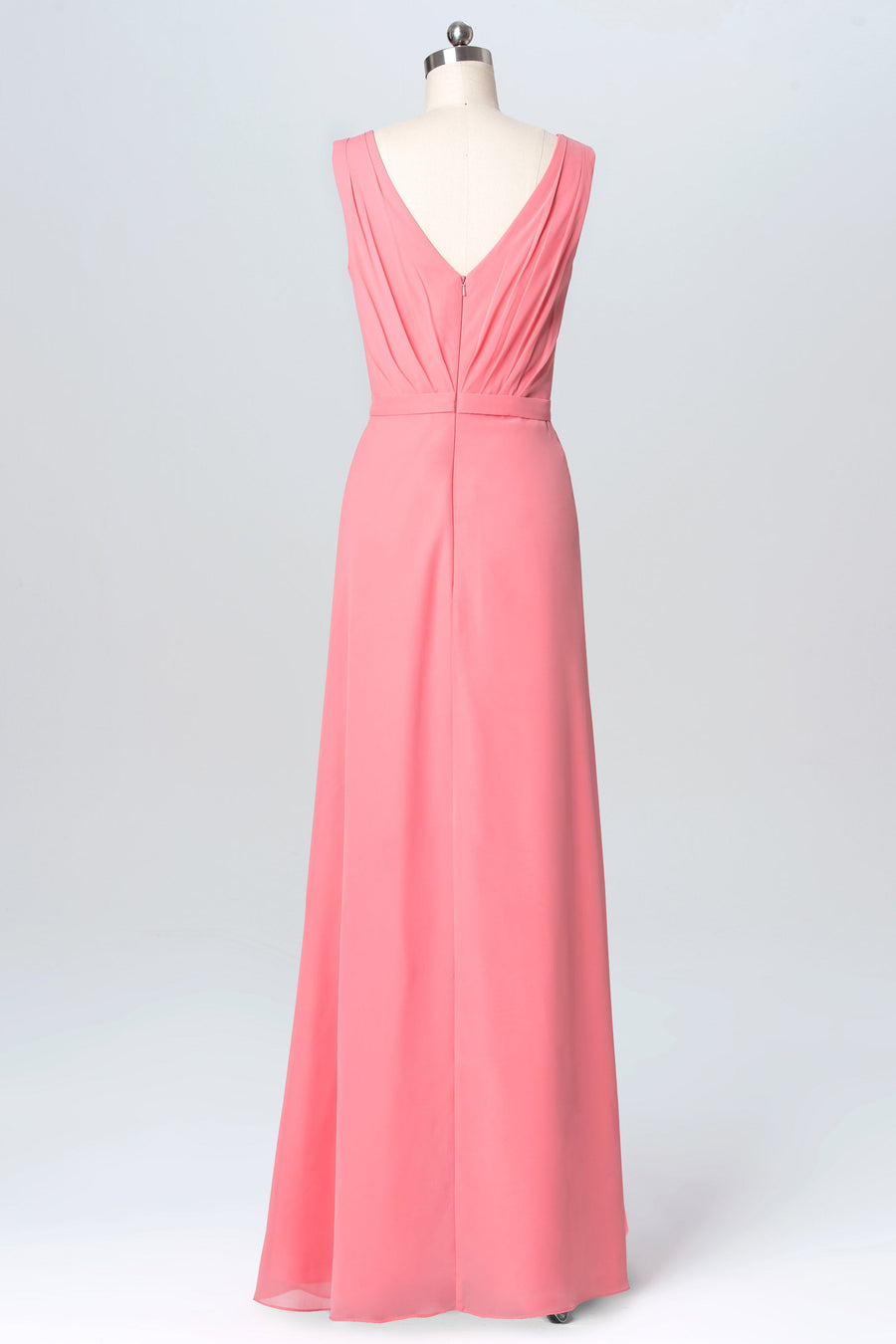 Chiffon V-Neck Sleeveless Bridesmaid Dress| Plus Size | 60+ Colors