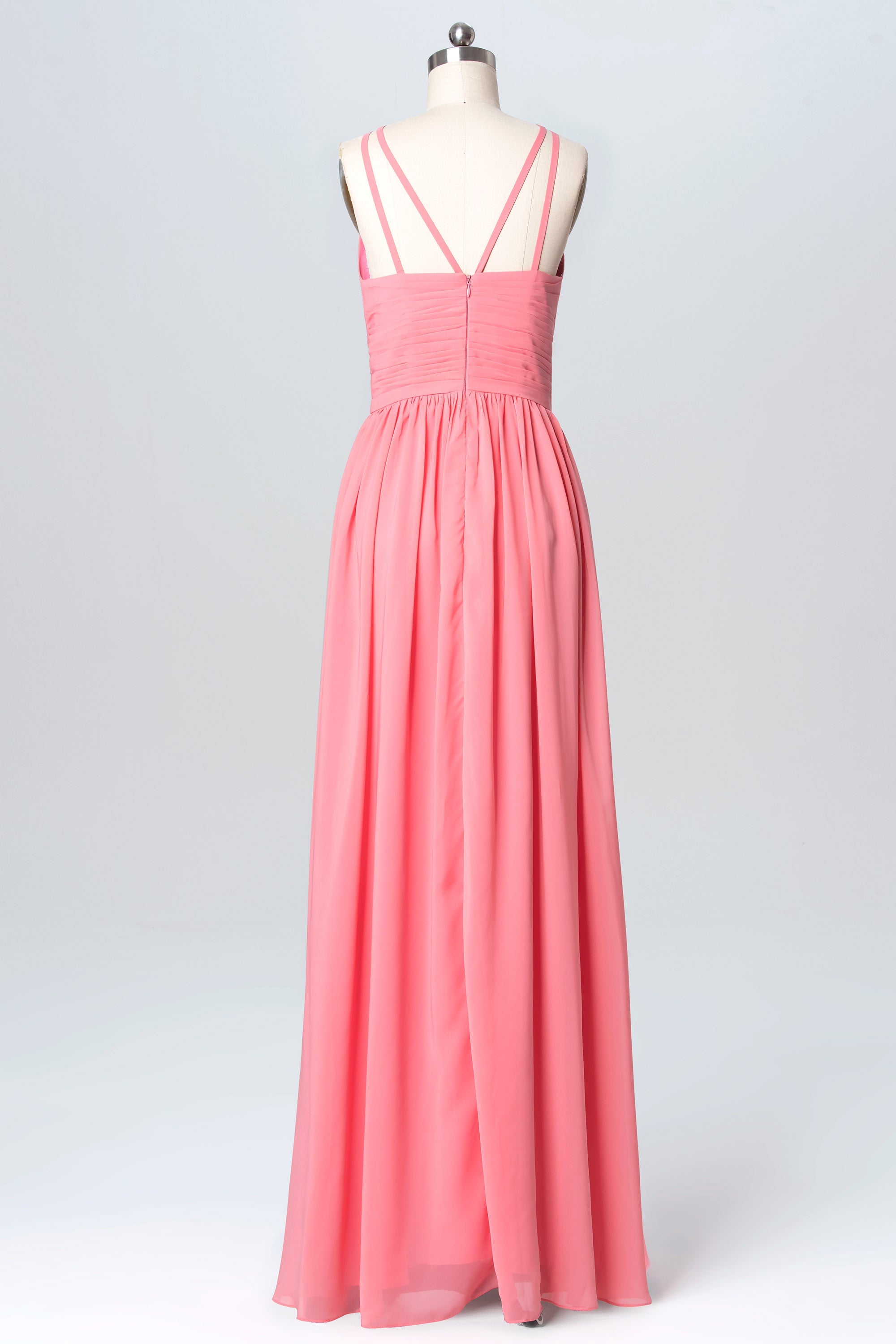 Chiffon V-Neck Sleeveless Bridesmaid Dress| Plus Size | 60+ Colors
