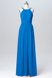 Chiffon Column Spaghetti Straps Sleeveless Bridesmaid Dress-B03094