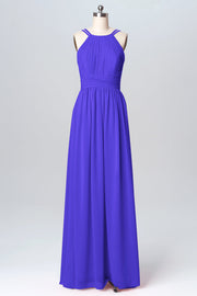 Chiffon Column Spaghetti Straps Sleeveless Bridesmaid Dress-B03094