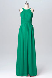 Chiffon Column Spaghetti Straps Sleeveless Bridesmaid Dress-B03094