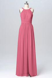 Chiffon Column Spaghetti Straps Sleeveless Bridesmaid Dress-B03094
