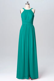 Chiffon Column Spaghetti Straps Sleeveless Bridesmaid Dress-B03094