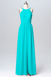 Chiffon Column Spaghetti Straps Sleeveless Bridesmaid Dress-B03094
