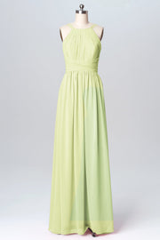 Chiffon Column Spaghetti Straps Sleeveless Bridesmaid Dress-B03094