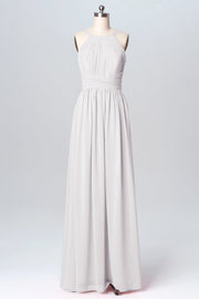 Chiffon Column Spaghetti Straps Sleeveless Bridesmaid Dress-B03094