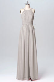 Chiffon Column Spaghetti Straps Sleeveless Bridesmaid Dress-B03094
