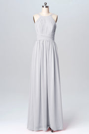 Chiffon Column Spaghetti Straps Sleeveless Bridesmaid Dress-B03094