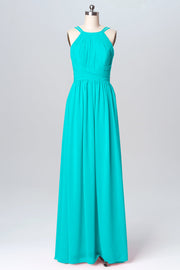 Chiffon Column Spaghetti Straps Sleeveless Bridesmaid Dress-B03094