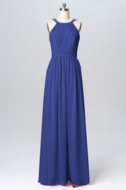 Chiffon Column Spaghetti Straps Sleeveless Bridesmaid Dress-B03094