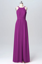 Chiffon Column Spaghetti Straps Sleeveless Bridesmaid Dress-B03094