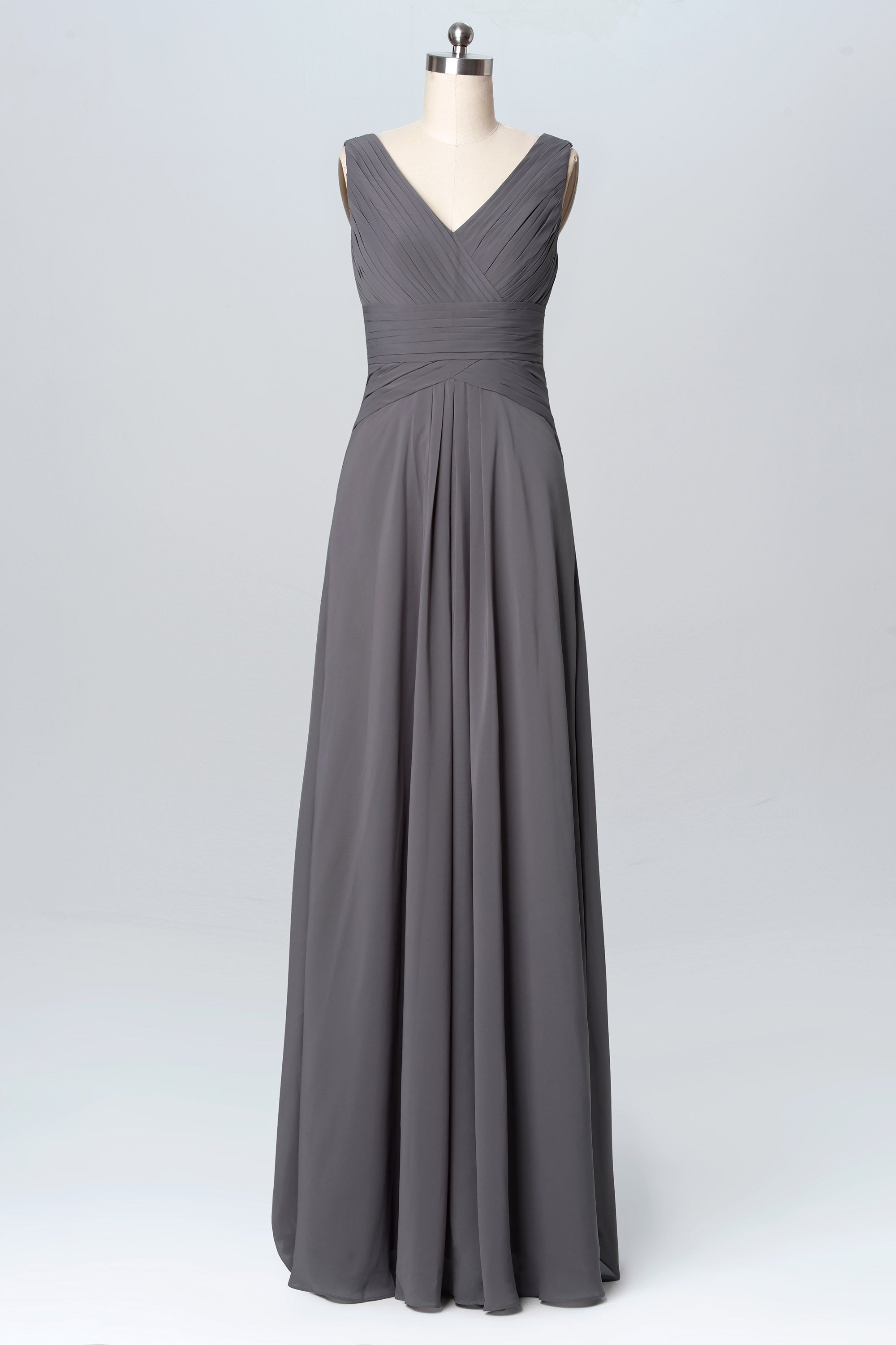 Chiffon V-Neck Sleeveless Bridesmaid Dress| Plus Size | 60+ Colors