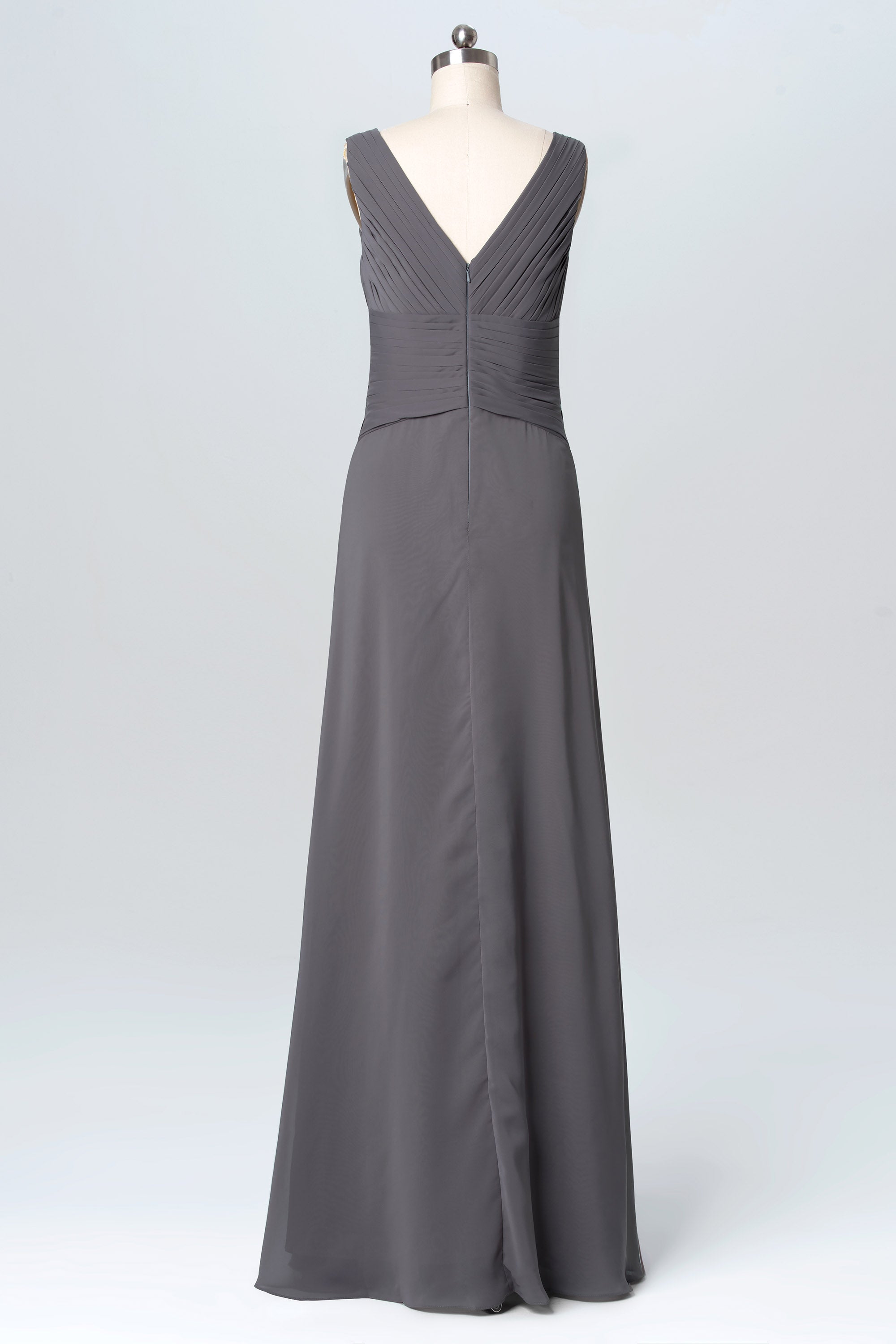 Chiffon V-Neck Sleeveless Bridesmaid Dress| Plus Size | 60+ Colors