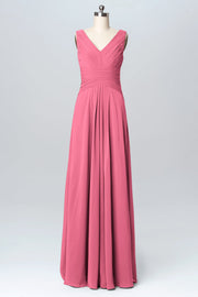 Chiffon Column V-Neck Sleeveless Bridesmaid Dress-B03097