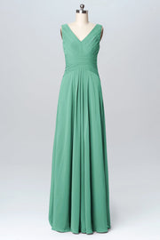 Chiffon Column V-Neck Sleeveless Bridesmaid Dress-B03097