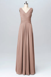 Chiffon Column V-Neck Sleeveless Bridesmaid Dress-B03097