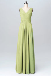 Chiffon Column V-Neck Sleeveless Bridesmaid Dress-B03097