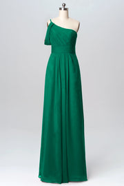 Chiffon Column One Shoulder Sleeveless Bridesmaid Dress-B03100