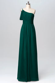 Chiffon Column One Shoulder Sleeveless Bridesmaid Dress-B03100