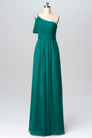 Chiffon Column One Shoulder Sleeveless Bridesmaid Dress-B03100