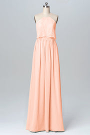 Chiffon Column Halter Sleeveless Bridesmaid Dress-B03101