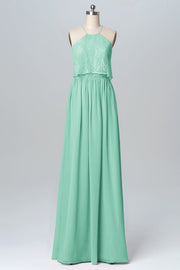 Chiffon Column Halter Sleeveless Bridesmaid Dress-B03101