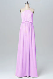 Chiffon Column Halter Sleeveless Bridesmaid Dress-B03101