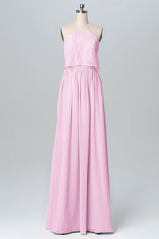 Chiffon Column Halter Sleeveless Bridesmaid Dress-B03101