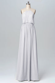 Chiffon Column Halter Sleeveless Bridesmaid Dress-B03101