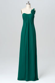 Chiffon Column One Shoulder Sleeveless Bridesmaid Dress-B03116