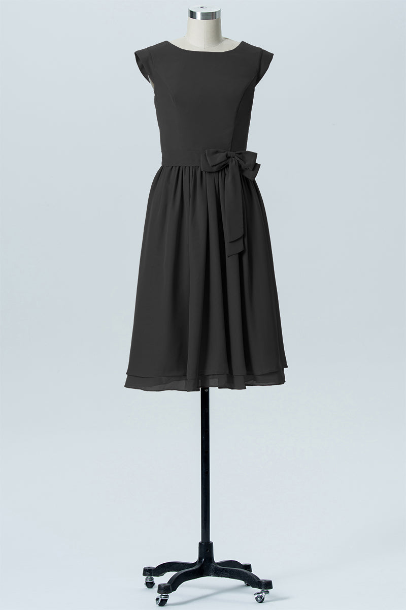 Chiffon A-line Scoop Neck Sleeveless Bridesmaid Dress-B03978