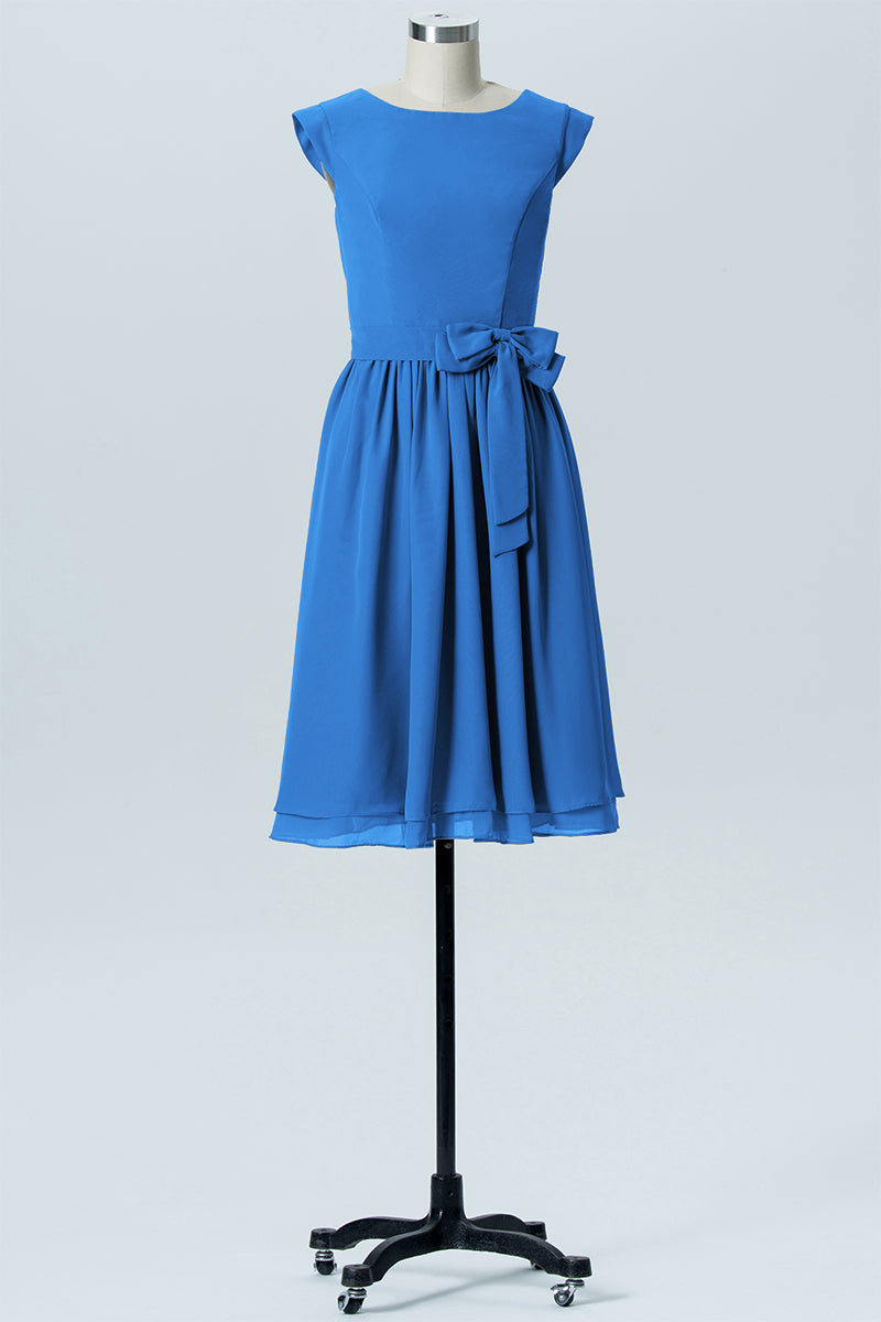 Chiffon A-line Scoop Neck Sleeveless Bridesmaid Dress-B03978