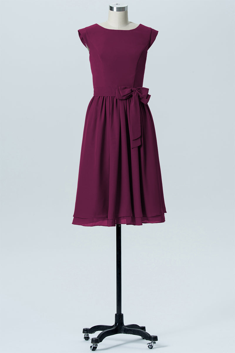 Chiffon A-line Scoop Neck Sleeveless Bridesmaid Dress-B03978