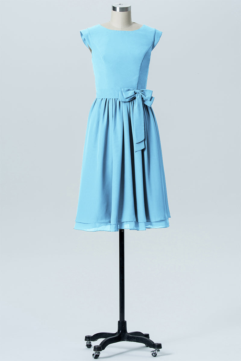 Chiffon A-line Scoop Neck Sleeveless Bridesmaid Dress-B03978