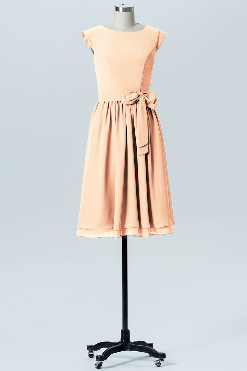 Chiffon A-line Scoop Neck Sleeveless Bridesmaid Dress-B03978