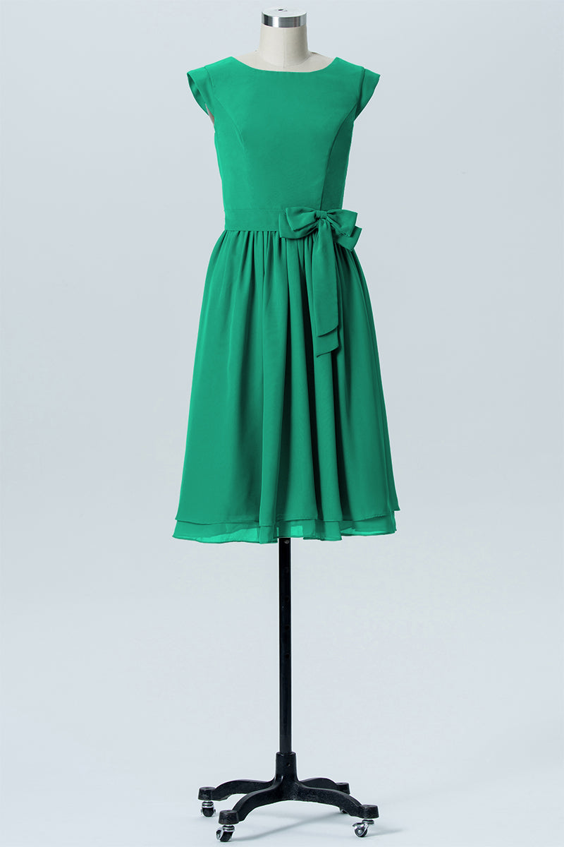 Chiffon A-line Scoop Neck Sleeveless Bridesmaid Dress-B03978