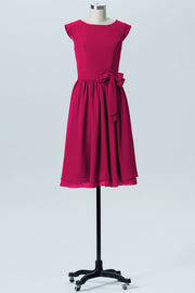 Chiffon A-line Scoop Neck Sleeveless Bridesmaid Dress-B03978
