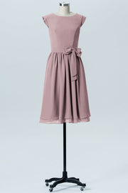 Chiffon A-line Scoop Neck Sleeveless Bridesmaid Dress-B03978