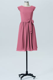 Chiffon A-line Scoop Neck Sleeveless Bridesmaid Dress-B03978