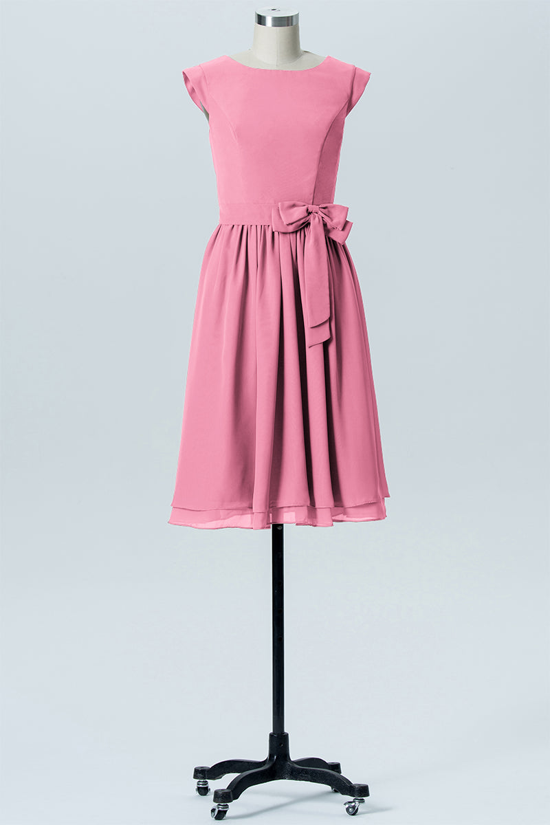 Chiffon A-line Scoop Neck Sleeveless Bridesmaid Dress-B03978
