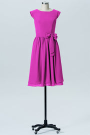 Chiffon A-line Scoop Neck Sleeveless Bridesmaid Dress-B03978