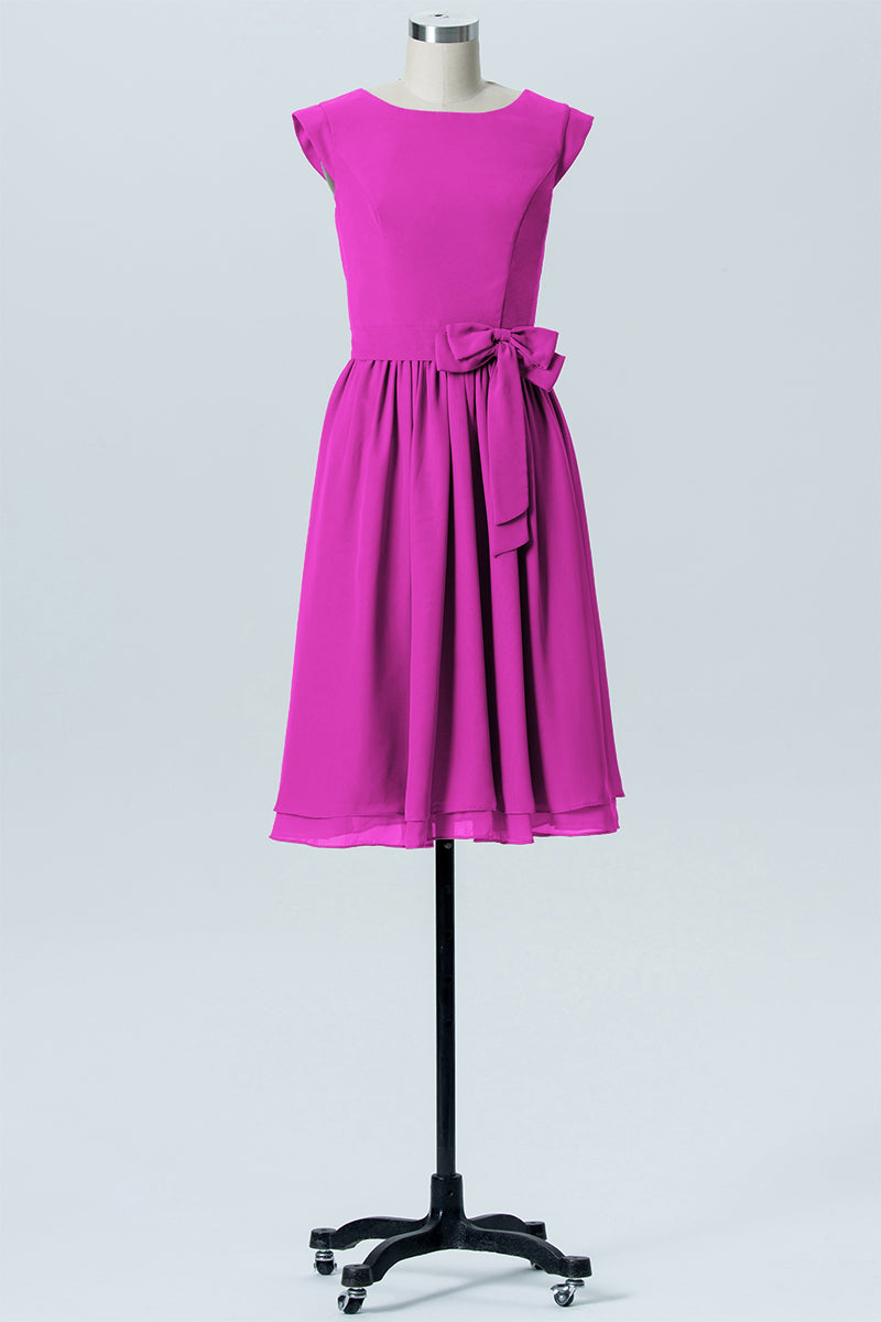 Chiffon A-line Scoop Neck Sleeveless Bridesmaid Dress-B03978