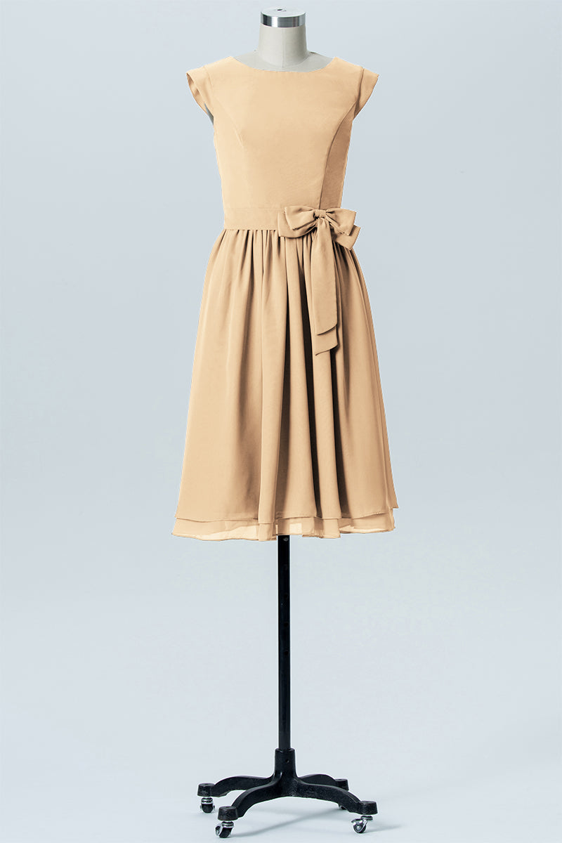 Chiffon A-line Scoop Neck Sleeveless Bridesmaid Dress-B03978