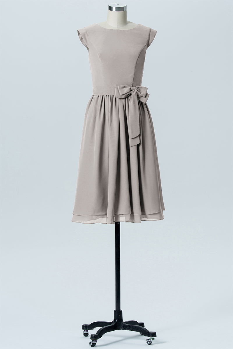 Chiffon A-line Scoop Neck Sleeveless Bridesmaid Dress-B03978