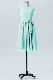 Chiffon A-line Scoop Neck Sleeveless Bridesmaid Dress-B03978