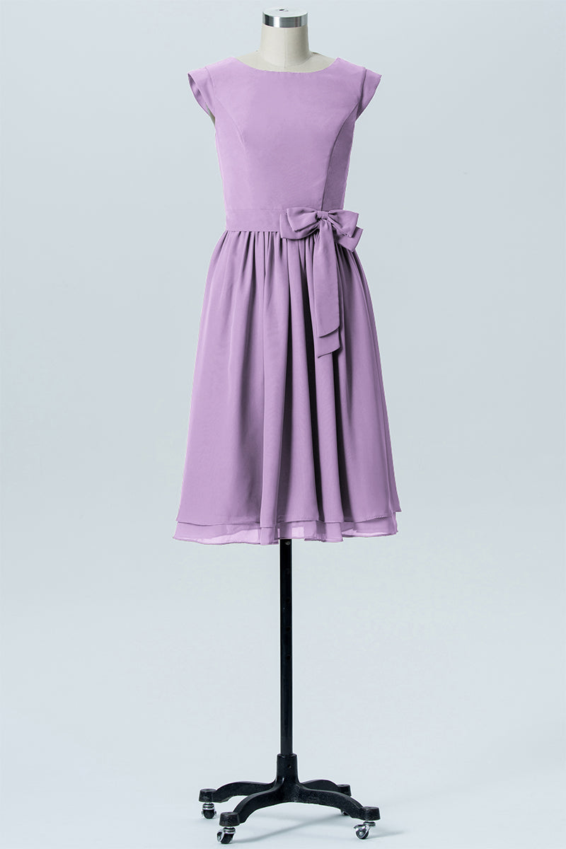 Chiffon A-line Scoop Neck Sleeveless Bridesmaid Dress-B03978