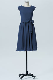 Chiffon A-line Scoop Neck Sleeveless Bridesmaid Dress-B03978